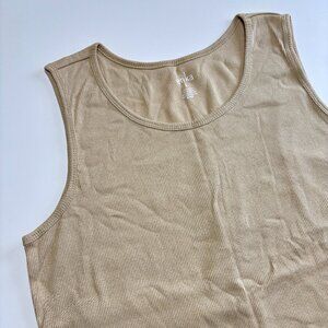 ERIKA NEUTRAL RIBBED EVERYDAY SCOOP NECK COTTON TANK TOP // 🥯